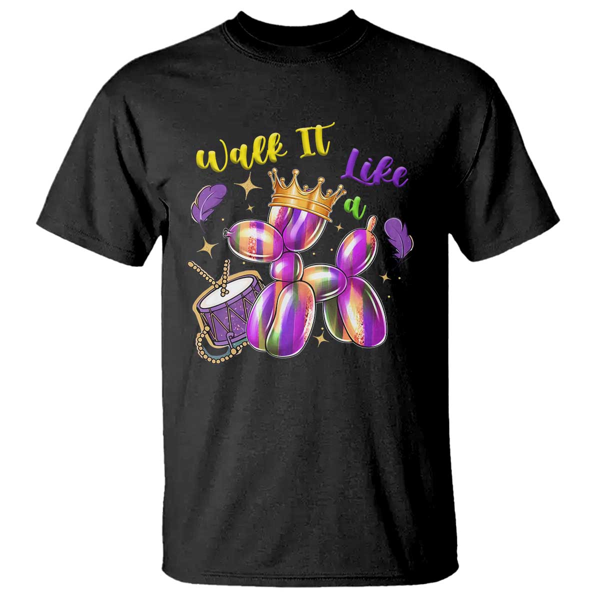 Funny Mardi Gras T Shirt Walk It Like A Dog Balloon New Orleans TS11 Black Print Your Wear