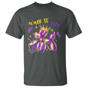 Funny Mardi Gras T Shirt Walk It Like A Dog Balloon New Orleans TS11 Dark Heather Print Your Wear