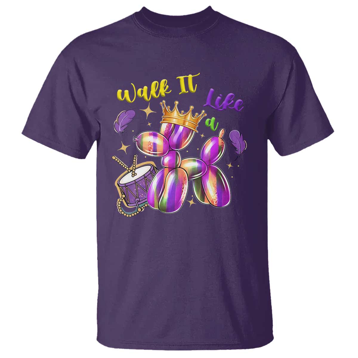 Funny Mardi Gras T Shirt Walk It Like A Dog Balloon New Orleans TS11 Purple Print Your Wear