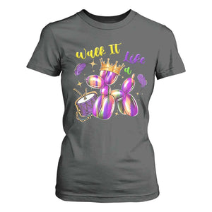 Funny Mardi Gras T Shirt For Women Walk It Like A Dog Balloon New Orleans TS11 Dark Heather Print Your Wear