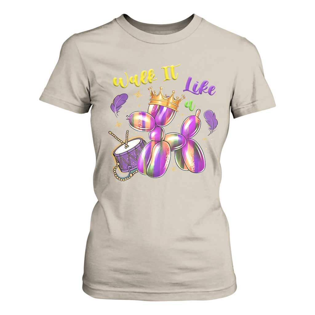 Funny Mardi Gras T Shirt For Women Walk It Like A Dog Balloon New Orleans TS11 Sand Print Your Wear