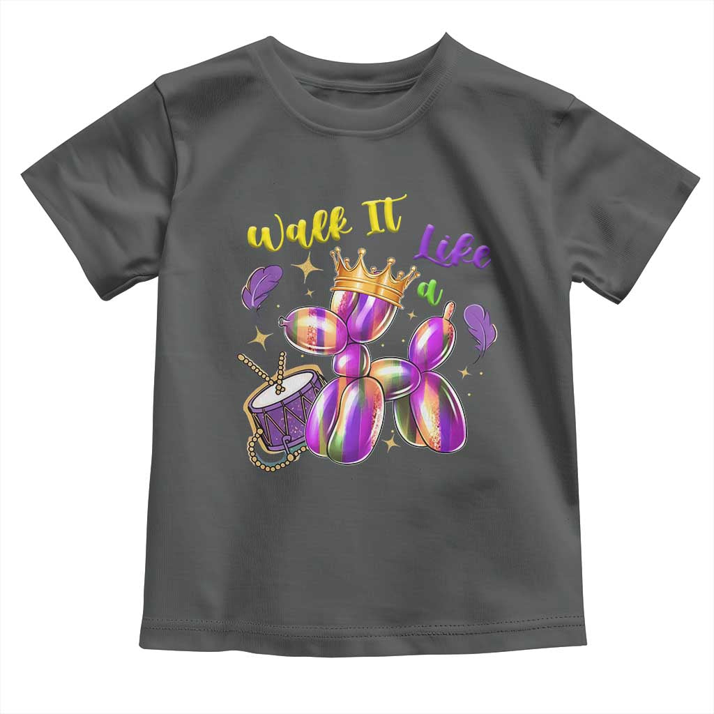 Funny Mardi Gras Toddler T Shirt Walk It Like A Dog Balloon New Orleans TS11 Dark Heather Print Your Wear