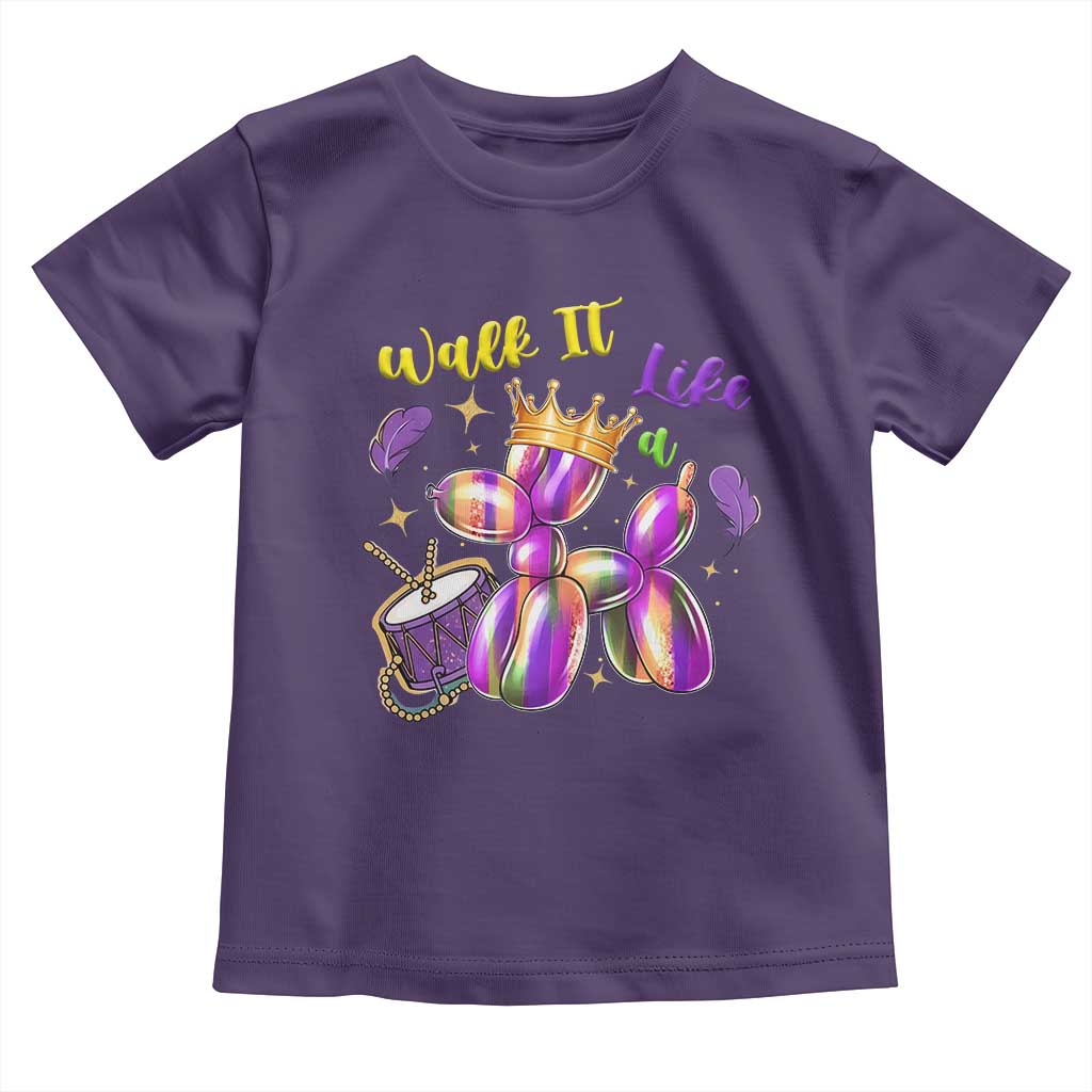 Funny Mardi Gras Toddler T Shirt Walk It Like A Dog Balloon New Orleans TS11 Purple Print Your Wear