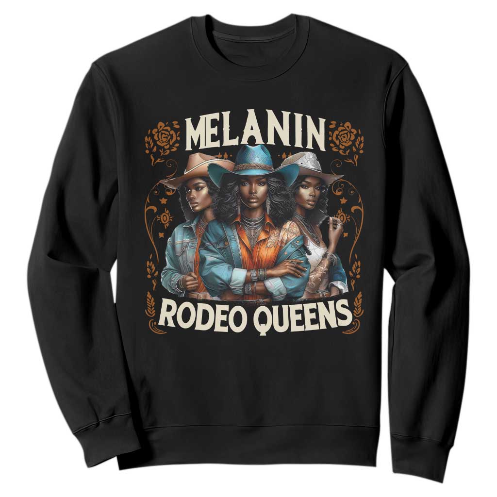 Melanin Rodeo Queen Sweatshirt African American Melanin Black Cowgirl Swag TS11 Black Print Your Wear