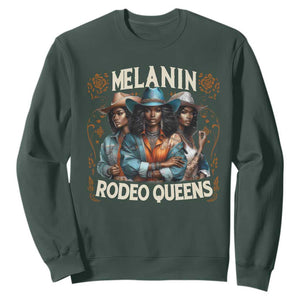 Melanin Rodeo Queen Sweatshirt African American Melanin Black Cowgirl Swag TS11 Dark Forest Green Print Your Wear