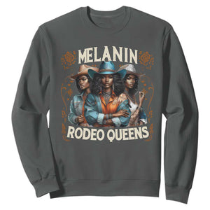 Melanin Rodeo Queen Sweatshirt African American Melanin Black Cowgirl Swag TS11 Dark Heather Print Your Wear