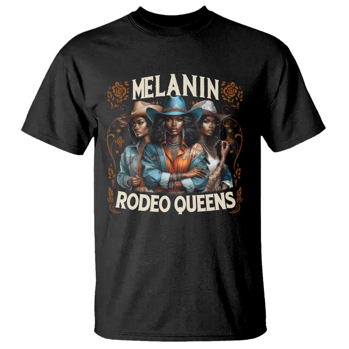 Melanin Rodeo Queen T Shirt African American Melanin Black Cowgirl Swag TS11 Black Print Your Wear