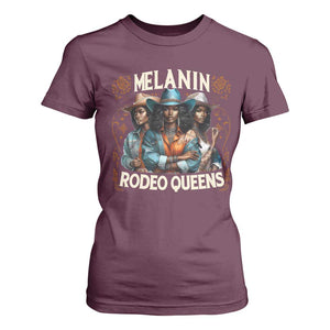 Melanin Rodeo Queen T Shirt For Women African American Melanin Black Cowgirl Swag TS11 Maroon Print Your Wear