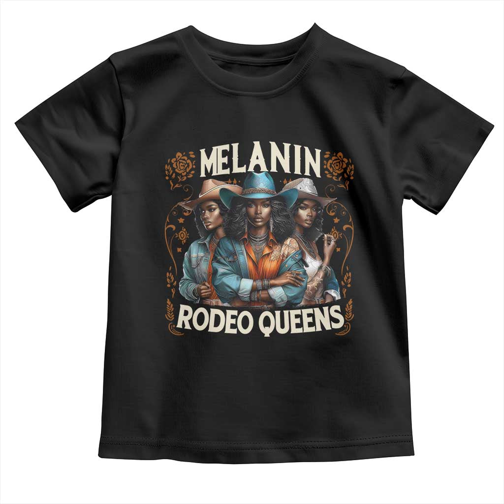 Melanin Rodeo Queen Toddler T Shirt African American Melanin Black Cowgirl Swag TS11 Black Print Your Wear