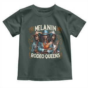 Melanin Rodeo Queen Toddler T Shirt African American Melanin Black Cowgirl Swag TS11 Dark Forest Green Print Your Wear