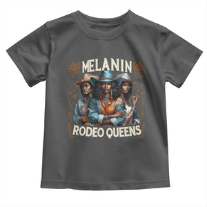 Melanin Rodeo Queen Toddler T Shirt African American Melanin Black Cowgirl Swag TS11 Dark Heather Print Your Wear