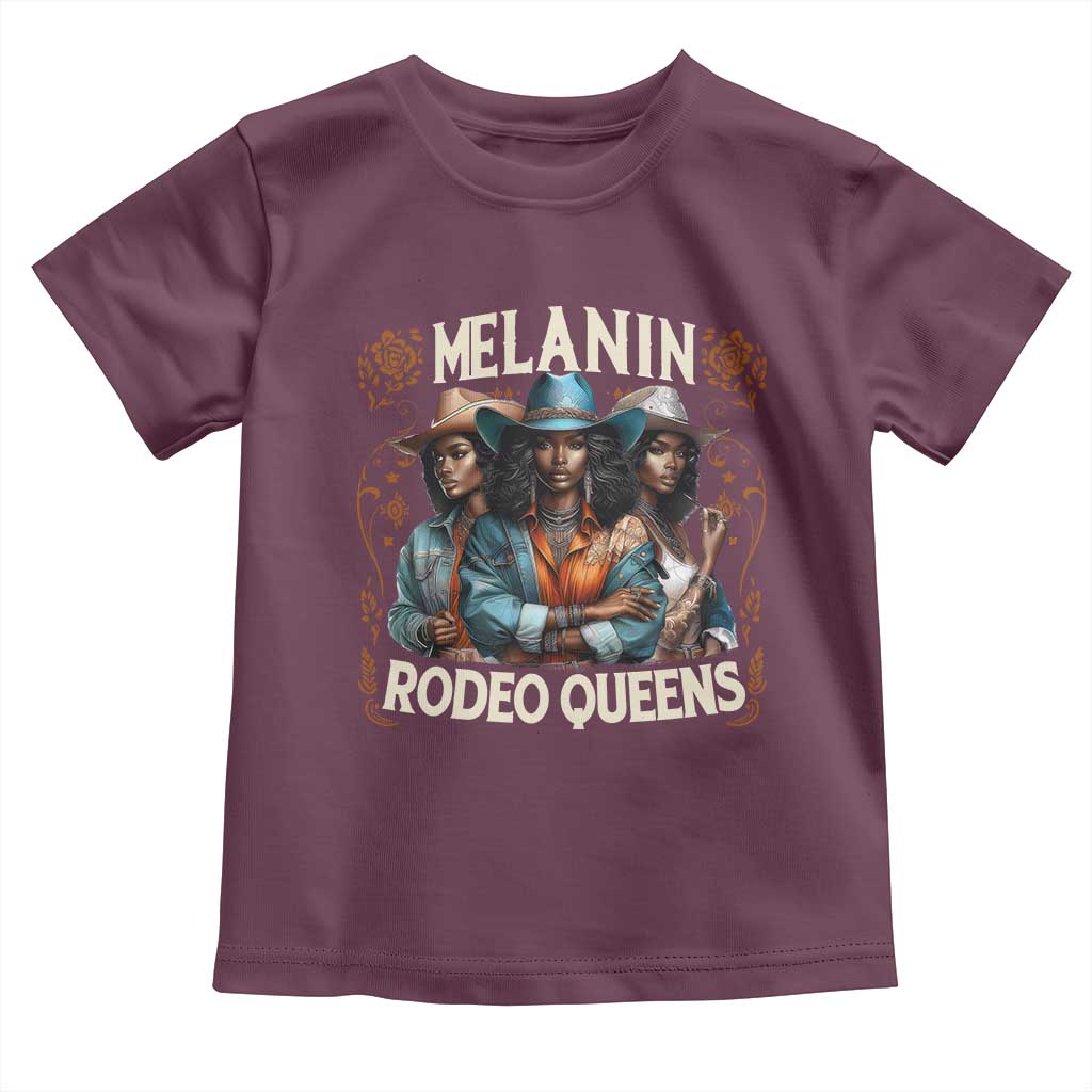Melanin Rodeo Queen Toddler T Shirt African American Melanin Black Cowgirl Swag TS11 Maroon Print Your Wear