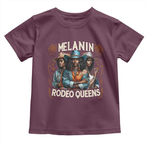 Melanin Rodeo Queen Toddler T Shirt African American Melanin Black Cowgirl Swag TS11 Maroon Print Your Wear
