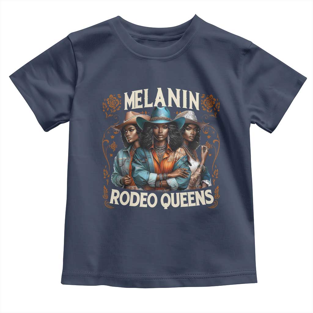 Melanin Rodeo Queen Toddler T Shirt African American Melanin Black Cowgirl Swag TS11 Navy Print Your Wear