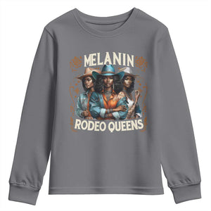 Melanin Rodeo Queen Youth Sweatshirt African American Melanin Black Cowgirl Swag TS11 Charcoal Print Your Wear