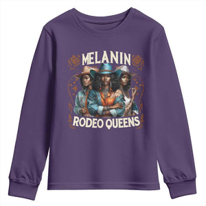 Melanin Rodeo Queen Youth Sweatshirt African American Melanin Black Cowgirl Swag TS11 Purple Print Your Wear