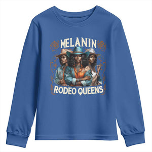 Melanin Rodeo Queen Youth Sweatshirt African American Melanin Black Cowgirl Swag TS11 Royal Blue Print Your Wear