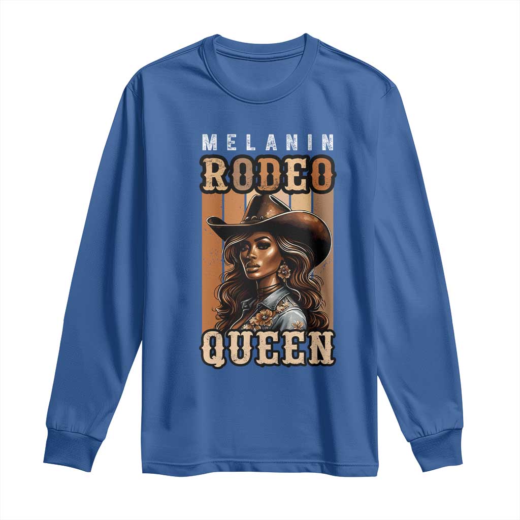 Melanin Rodeo Queen Long Sleeve Shirt African American Melanin Black Cowgirl TS11 Royal Blue Print Your Wear
