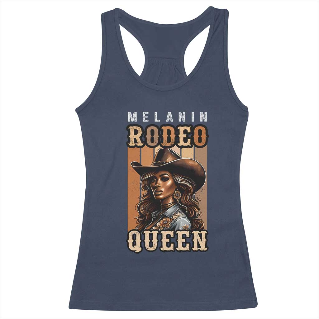 Melanin Rodeo Queen Racerback Tank Top African American Melanin Black Cowgirl TS11 Navy Print Your Wear