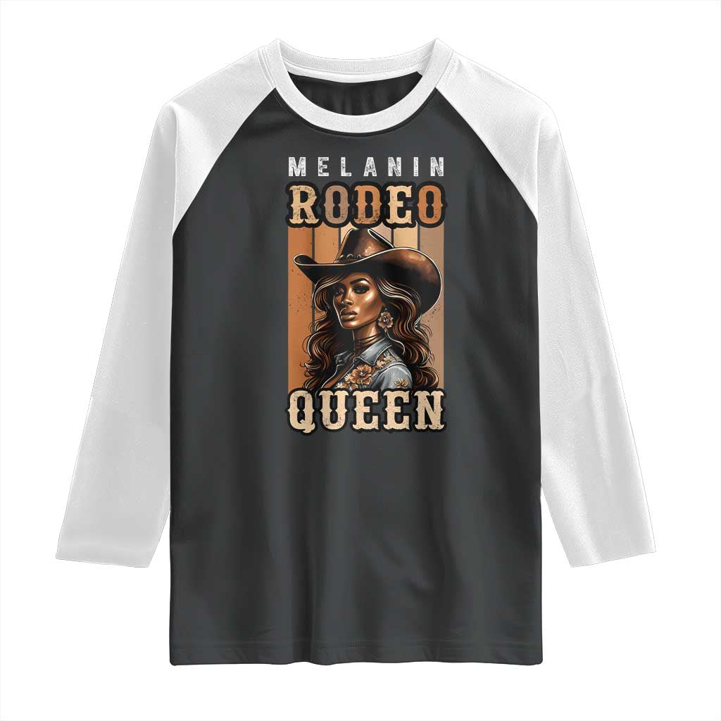 Melanin Rodeo Queen Raglan Shirt African American Melanin Black Cowgirl TS11 Black White Print Your Wear