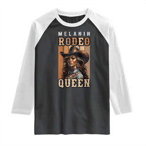 Melanin Rodeo Queen Raglan Shirt African American Melanin Black Cowgirl TS11 Black White Print Your Wear