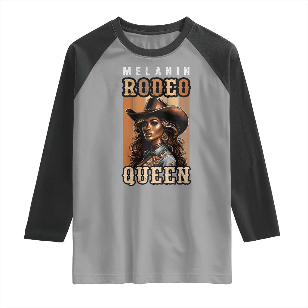Melanin Rodeo Queen Raglan Shirt African American Melanin Black Cowgirl TS11 Sport Gray Black Print Your Wear