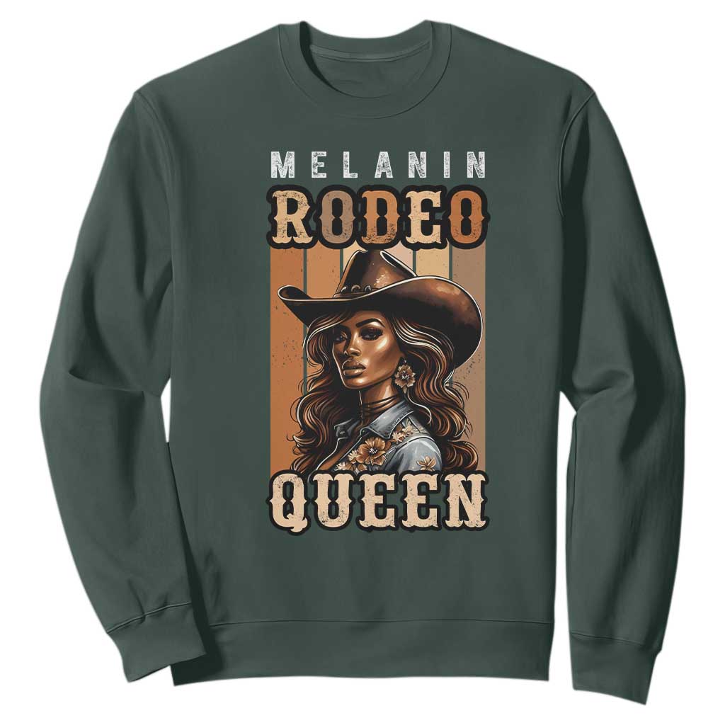 Melanin Rodeo Queen Sweatshirt African American Melanin Black Cowgirl TS11 Dark Forest Green Print Your Wear