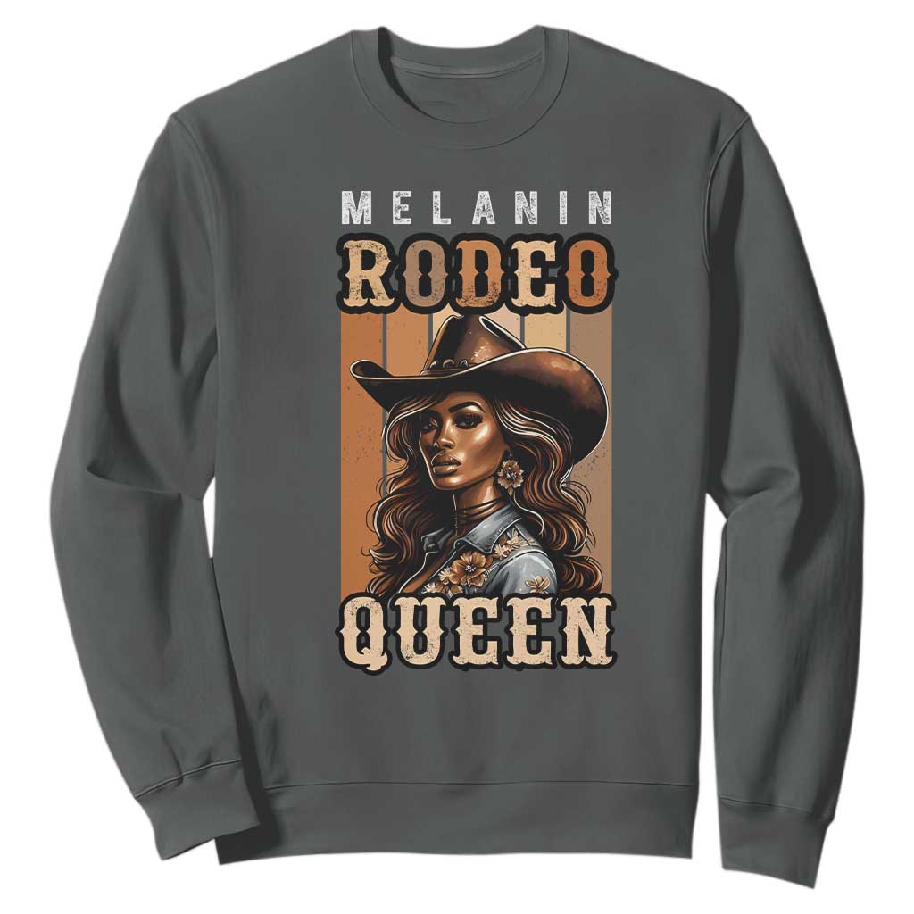 Melanin Rodeo Queen Sweatshirt African American Melanin Black Cowgirl TS11 Dark Heather Print Your Wear