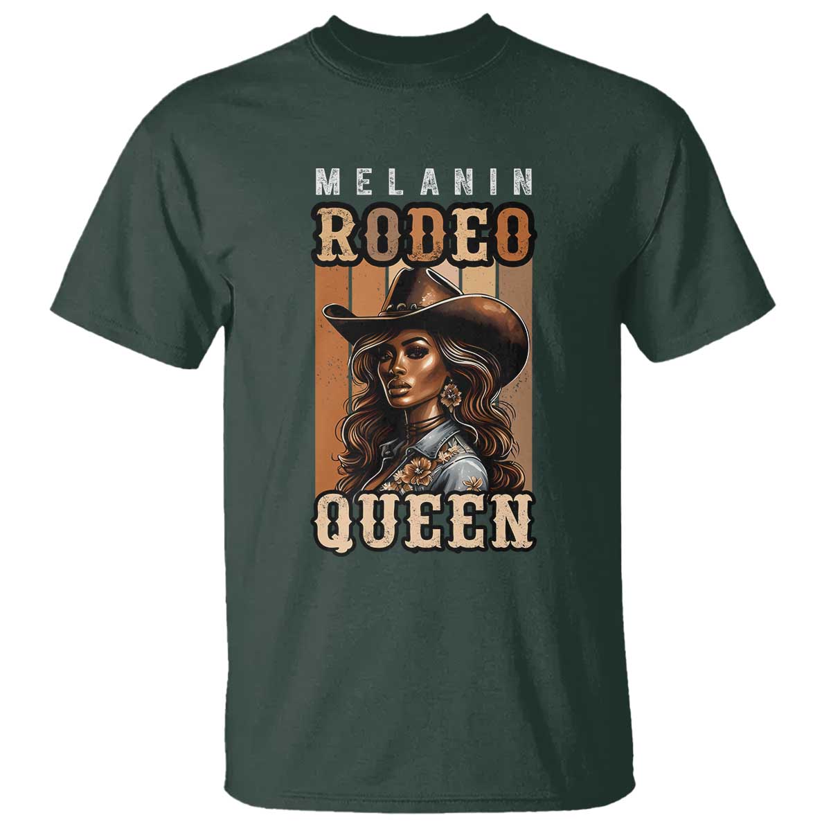 Melanin Rodeo Queen T Shirt African American Melanin Black Cowgirl TS11 Dark Forest Green Print Your Wear
