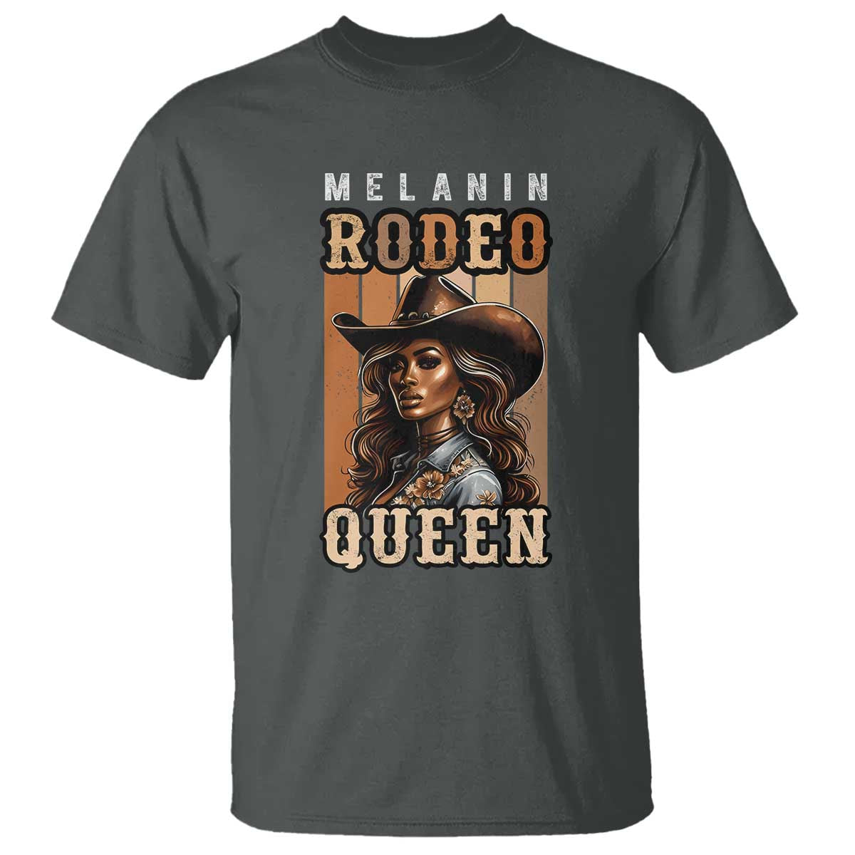 Melanin Rodeo Queen T Shirt African American Melanin Black Cowgirl TS11 Dark Heather Print Your Wear
