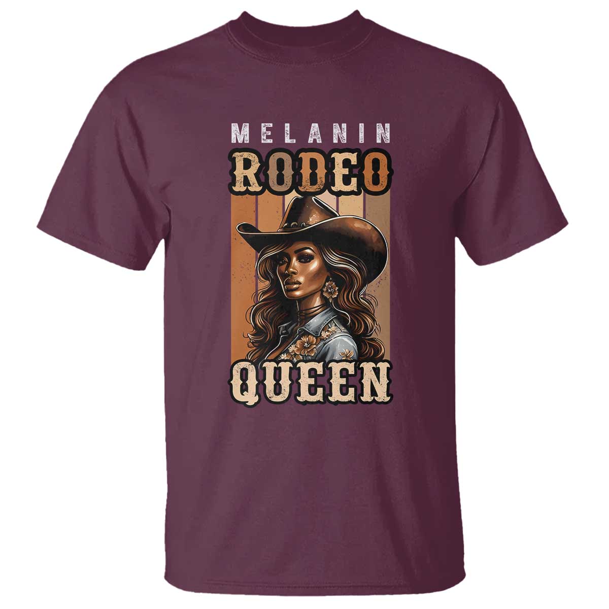 Melanin Rodeo Queen T Shirt African American Melanin Black Cowgirl TS11 Maroon Print Your Wear