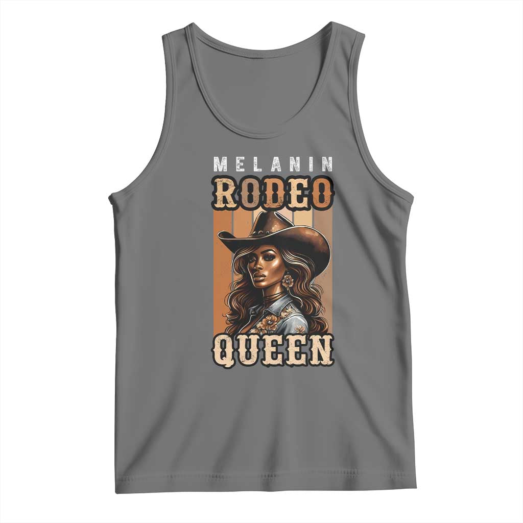 Melanin Rodeo Queen Tank Top African American Melanin Black Cowgirl TS11 Black Heather Print Your Wear