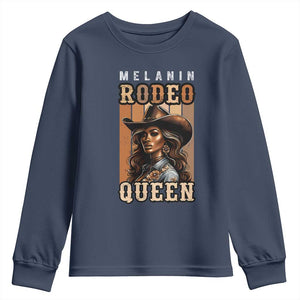 Melanin Rodeo Queen Youth Sweatshirt African American Melanin Black Cowgirl TS11 Navy Print Your Wear