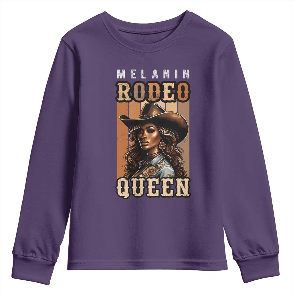 Melanin Rodeo Queen Youth Sweatshirt African American Melanin Black Cowgirl TS11 Purple Print Your Wear
