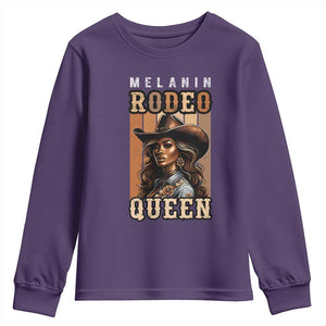 Melanin Rodeo Queen Youth Sweatshirt African American Melanin Black Cowgirl TS11 Purple Print Your Wear