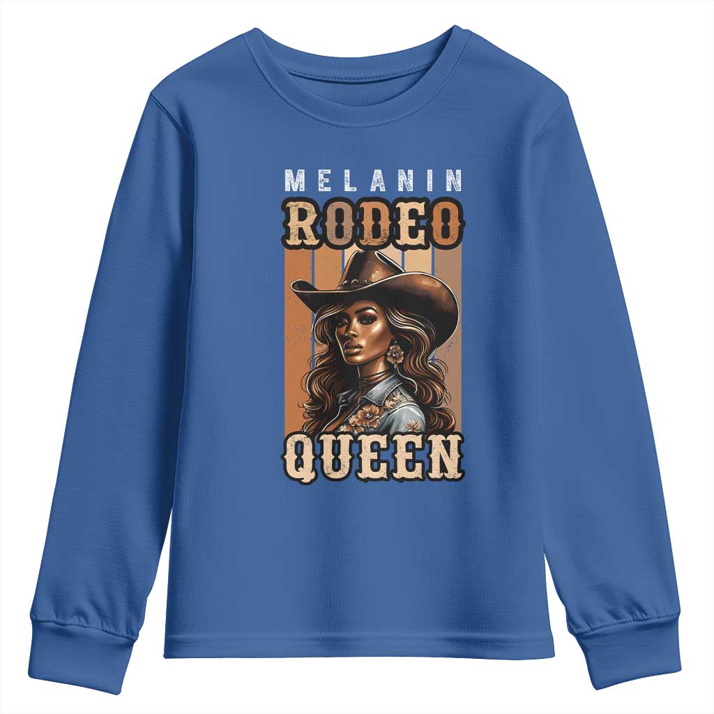 Melanin Rodeo Queen Youth Sweatshirt African American Melanin Black Cowgirl TS11 Royal Blue Print Your Wear