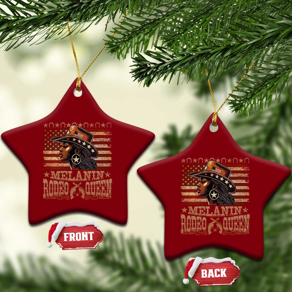 Melanin Rodeo Queen Ceramic Ornament Black Cowgirl Vintage American Flag TS11 Print Your Wear
