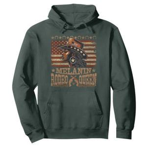 Melanin Rodeo Queen Hoodie Black Cowgirl Vintage American Flag TS11 Dark Forest Green Print Your Wear
