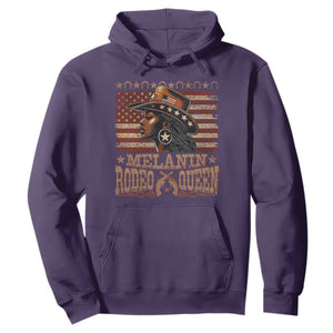 Melanin Rodeo Queen Hoodie Black Cowgirl Vintage American Flag TS11 Purple Print Your Wear