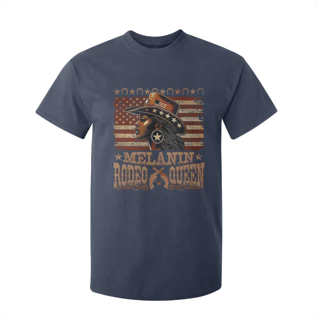 Melanin Rodeo Queen T Shirt For Kid Black Cowgirl Vintage American Flag TS11 Navy Print Your Wear
