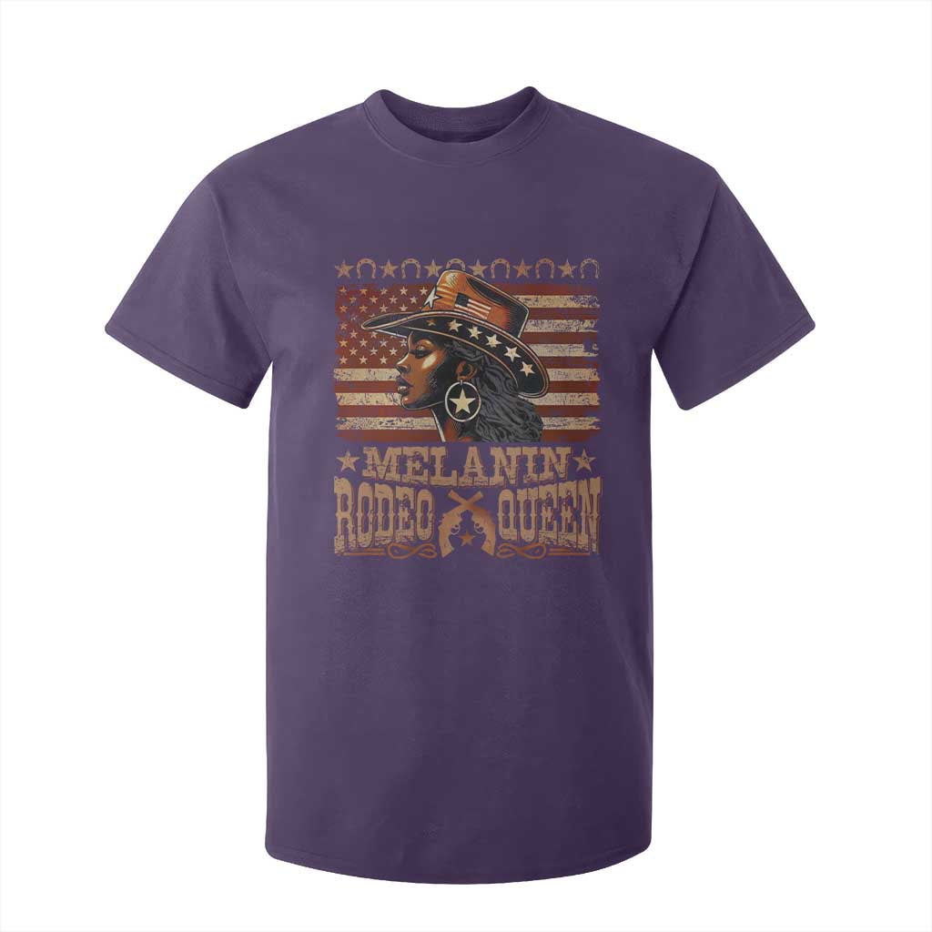Melanin Rodeo Queen T Shirt For Kid Black Cowgirl Vintage American Flag TS11 Purple Print Your Wear