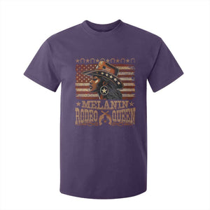 Melanin Rodeo Queen T Shirt For Kid Black Cowgirl Vintage American Flag TS11 Purple Print Your Wear