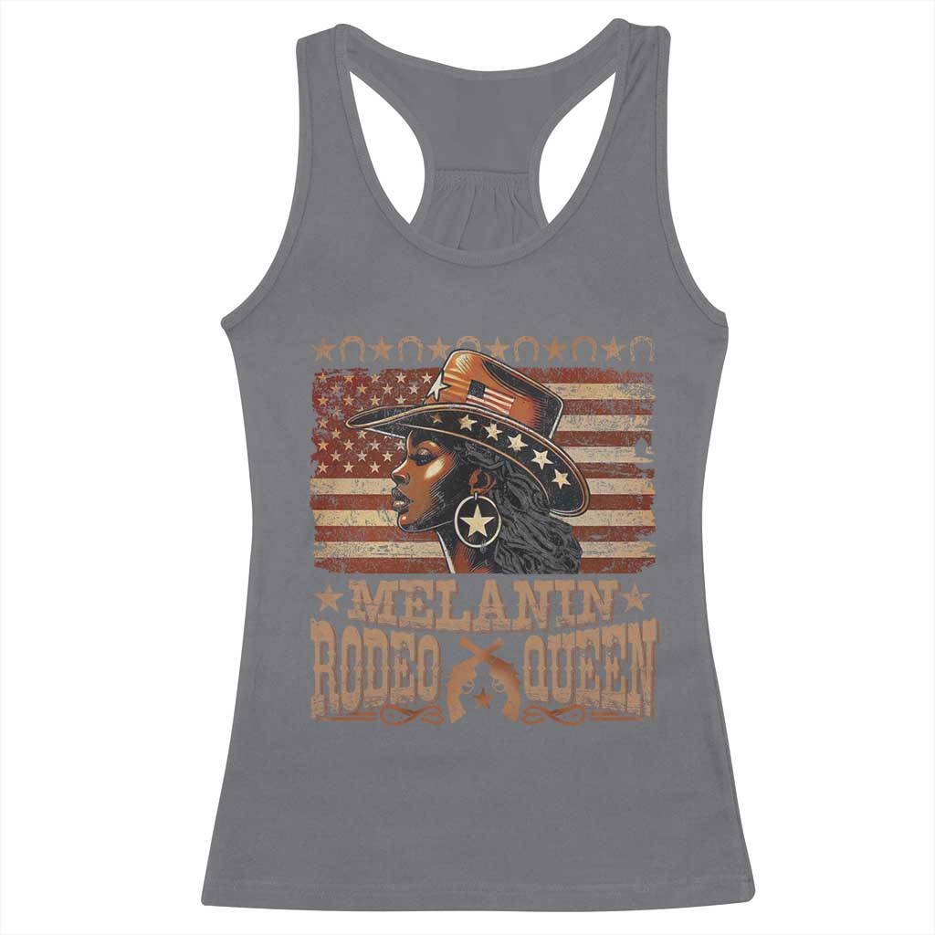 Melanin Rodeo Queen Racerback Tank Top Black Cowgirl Vintage American Flag TS11 Charcoal Print Your Wear