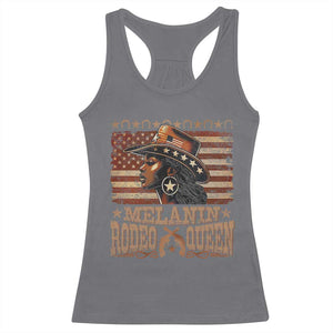 Melanin Rodeo Queen Racerback Tank Top Black Cowgirl Vintage American Flag TS11 Charcoal Print Your Wear
