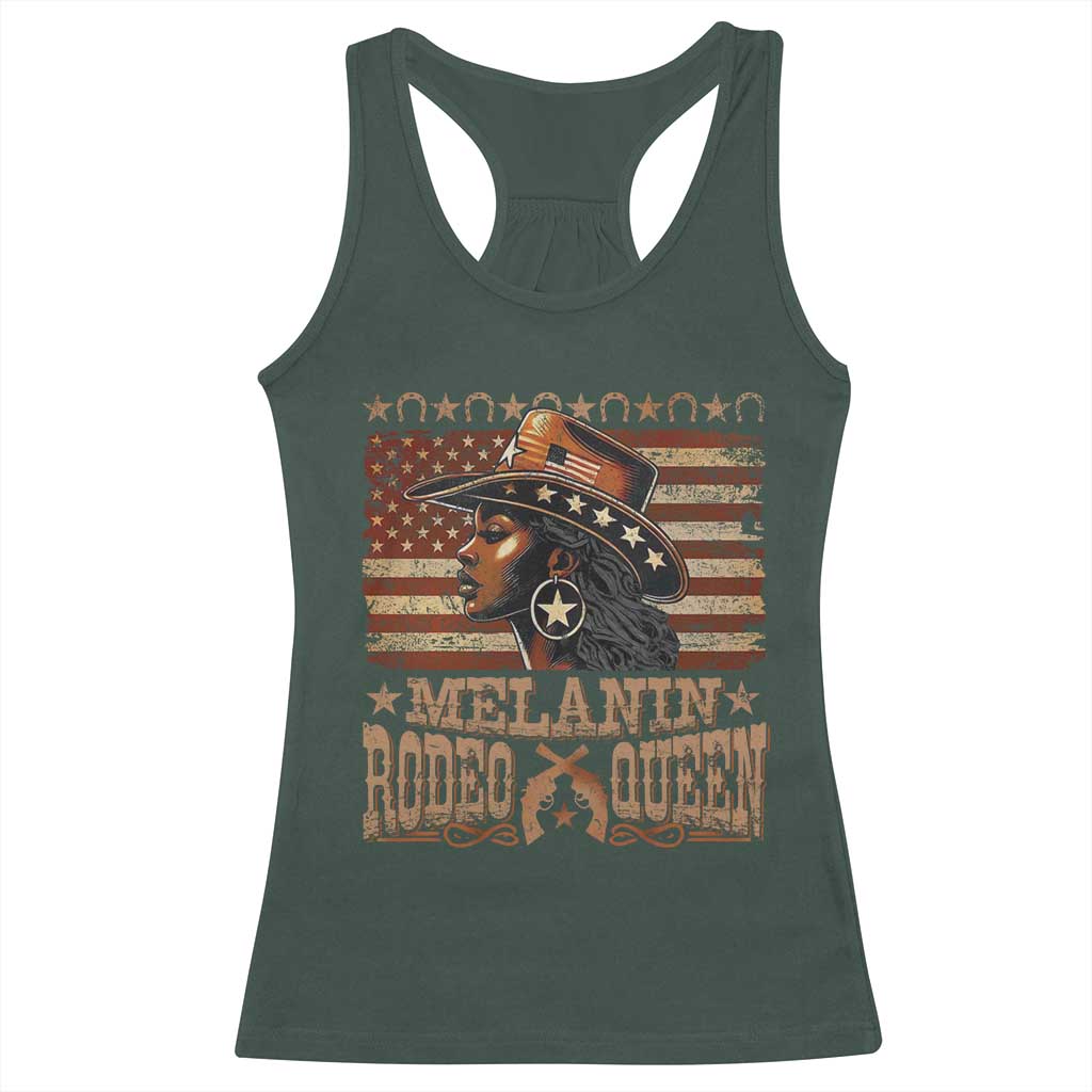 Melanin Rodeo Queen Racerback Tank Top Black Cowgirl Vintage American Flag TS11 Dark Forest Green Print Your Wear