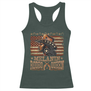 Melanin Rodeo Queen Racerback Tank Top Black Cowgirl Vintage American Flag TS11 Dark Forest Green Print Your Wear