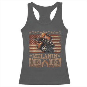 Melanin Rodeo Queen Racerback Tank Top Black Cowgirl Vintage American Flag TS11 Dark Heather Print Your Wear
