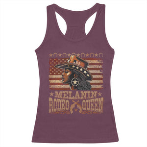 Melanin Rodeo Queen Racerback Tank Top Black Cowgirl Vintage American Flag TS11 Maroon Print Your Wear