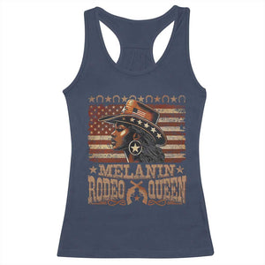 Melanin Rodeo Queen Racerback Tank Top Black Cowgirl Vintage American Flag TS11 Navy Print Your Wear