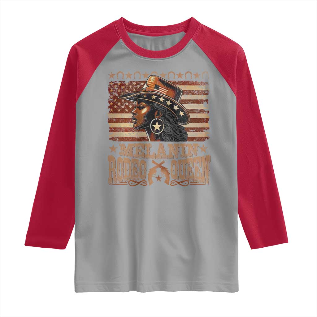 Melanin Rodeo Queen Raglan Shirt Black Cowgirl Vintage American Flag TS11 Sport Gray Red Print Your Wear